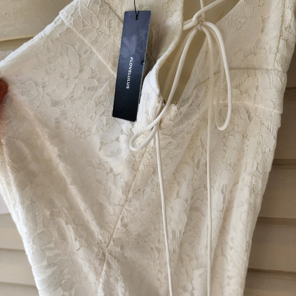 Lulus All About Tonight white lace up jumpsuit size XS - Picture 8 of 12